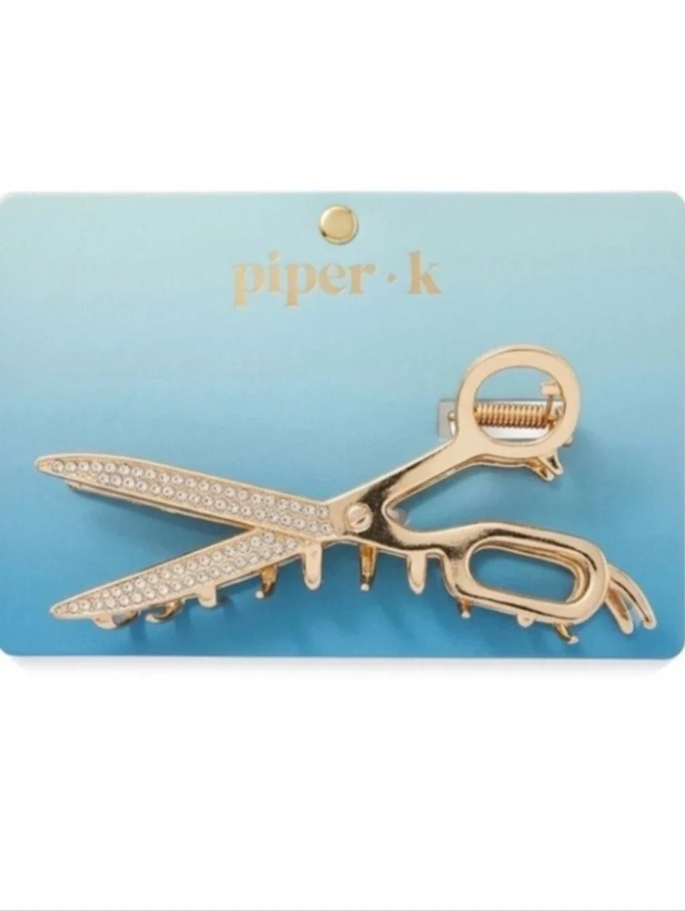 👉✨️ Piper K Gold Toned Metal Scissors Hair Claw Clip w Rhinestones